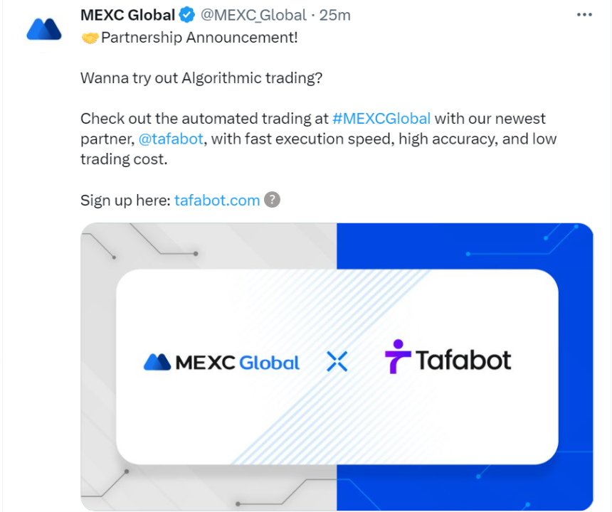 MEXC and Tafabot Announcement on Twitter